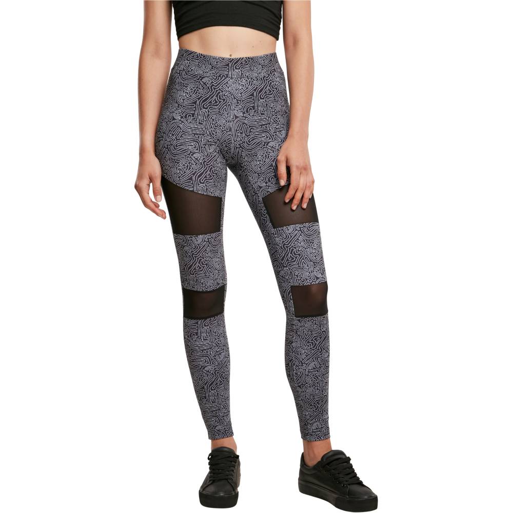 Urban Classics - Tech Mesh AOP blackzen Work out sport legging - Black